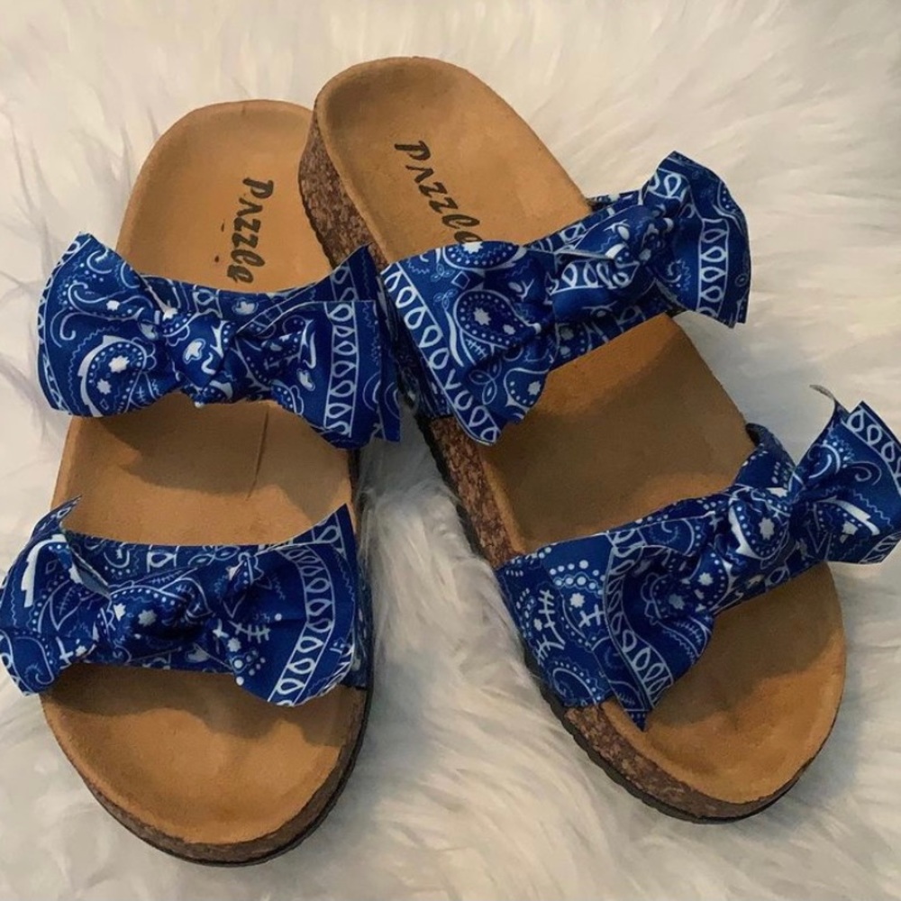 Blue Bandanna Sandals
